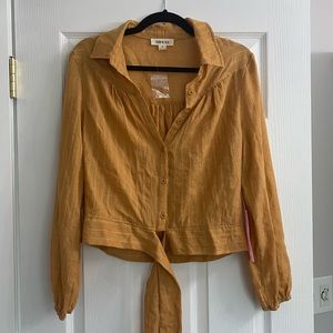 Button-Up Tie-Front Blouse